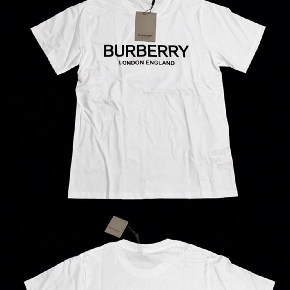 Burberry White Tee with Black Logo